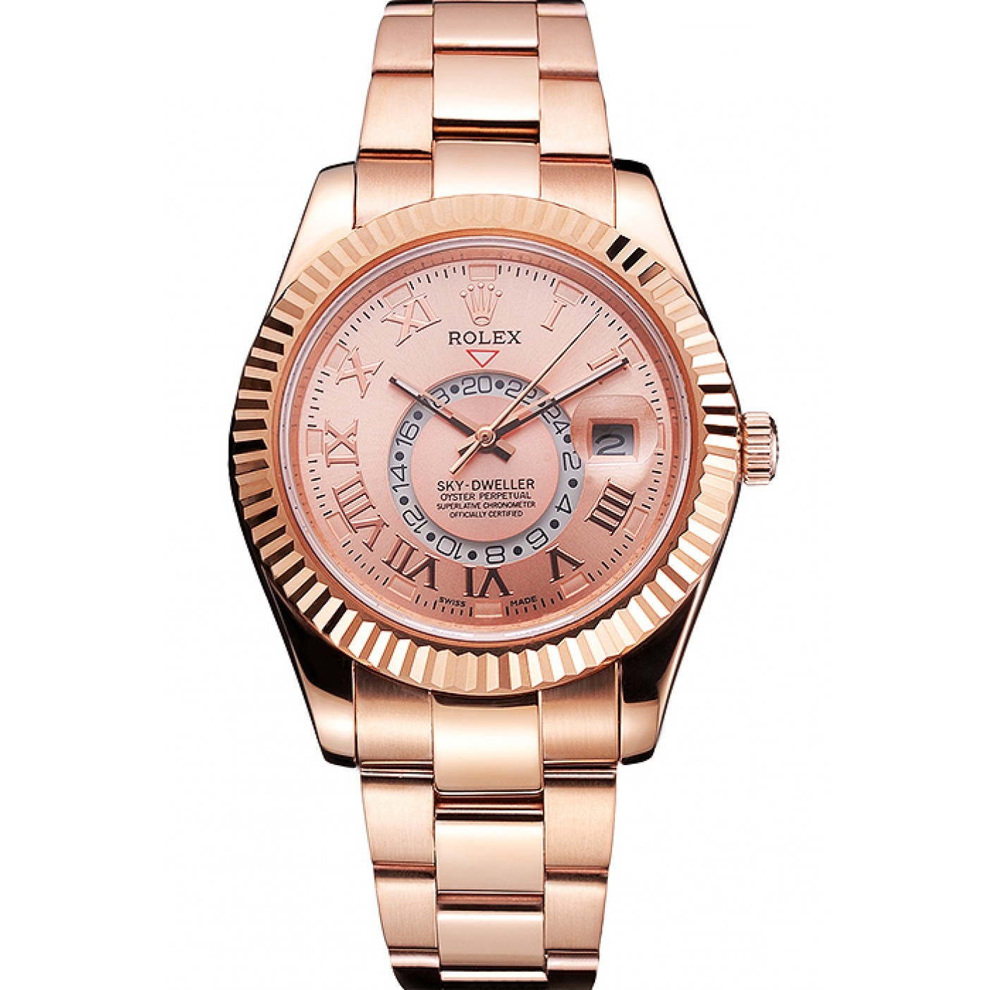 MiroTime Rolex Sky Dweller Rose Gold Dial Rose Gold Case And Bracelet