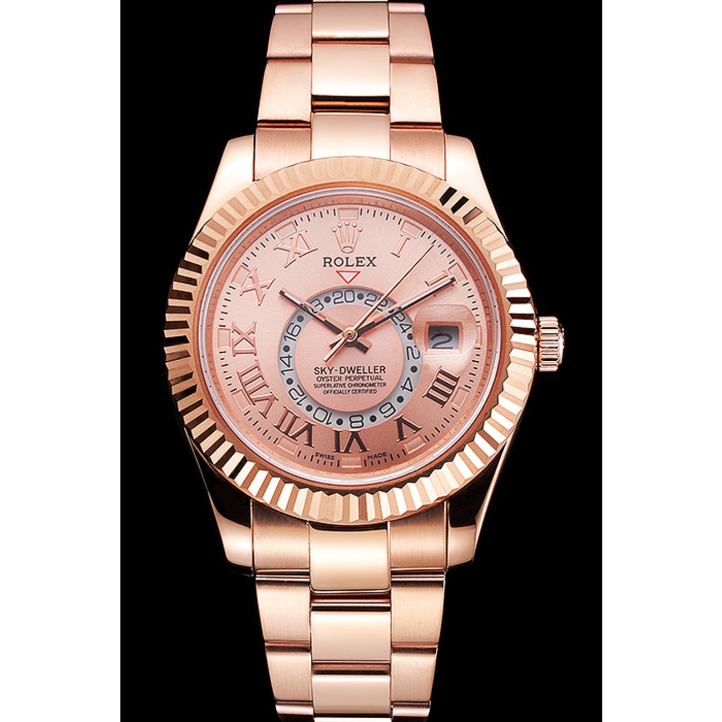 MiroTime Rolex Sky Dweller Rose Gold Dial Rose Gold Case And Bracelet