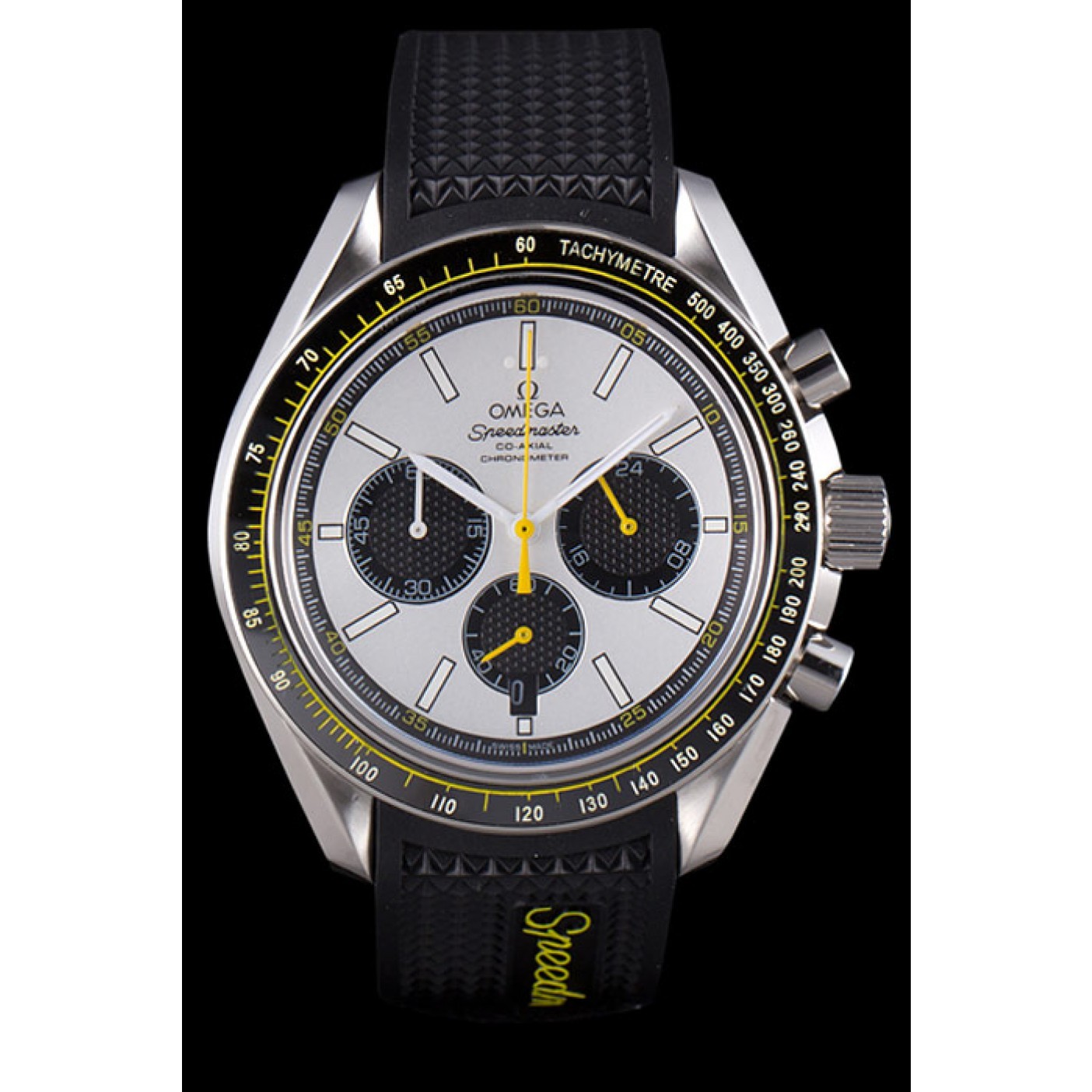 MiroTime Omega Speedmaster Black Rubber Bracelet White Dial 801422