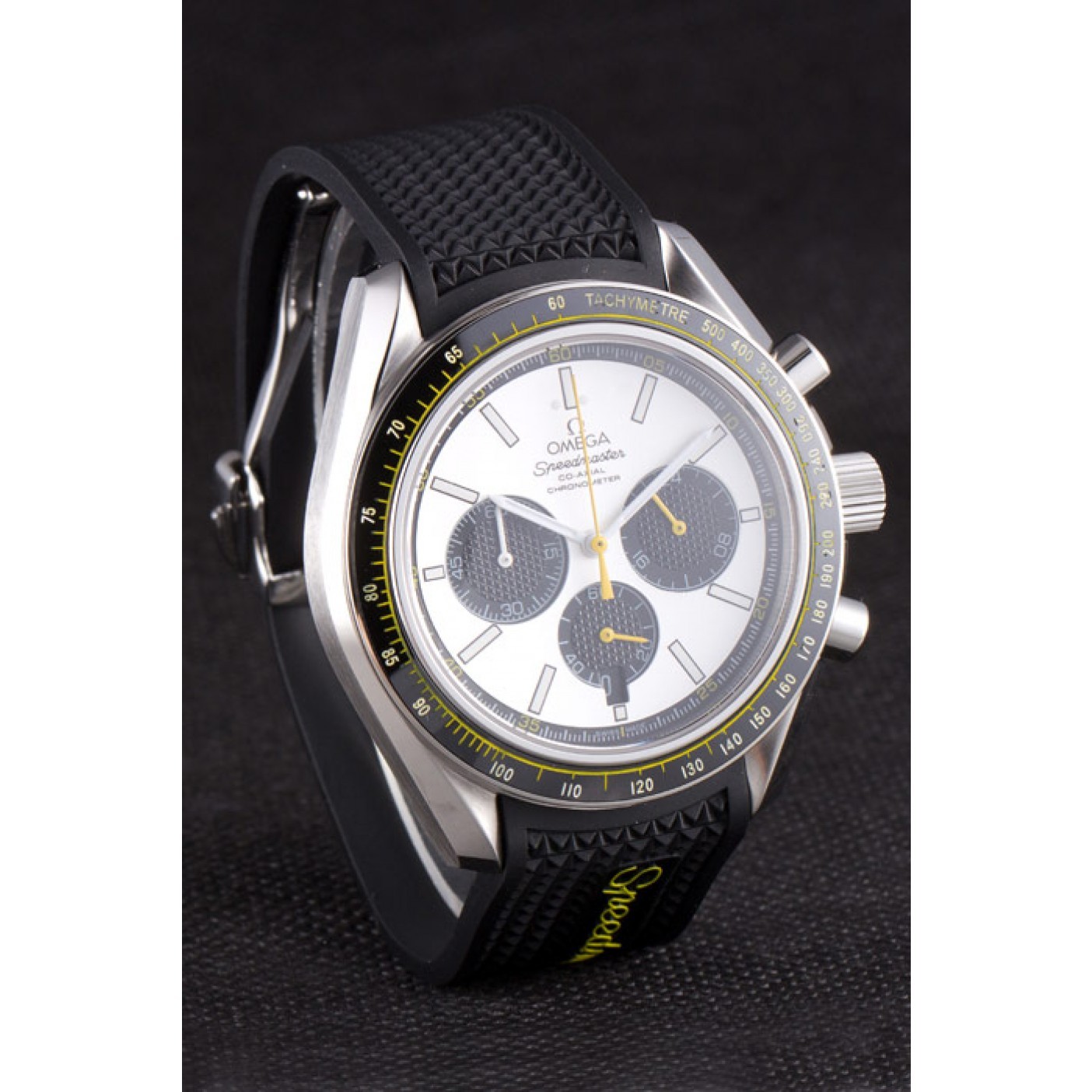 MiroTime Omega Speedmaster Black Rubber Bracelet White Dial 801422