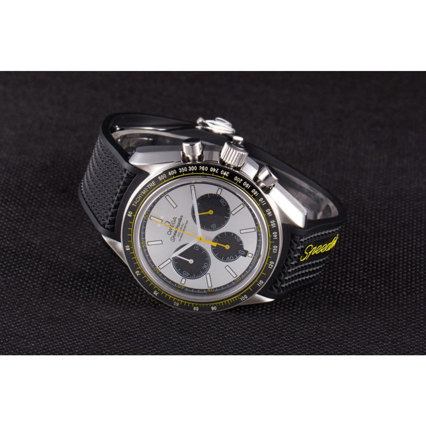 MiroTime Omega Speedmaster Black Rubber Bracelet White Dial 801422