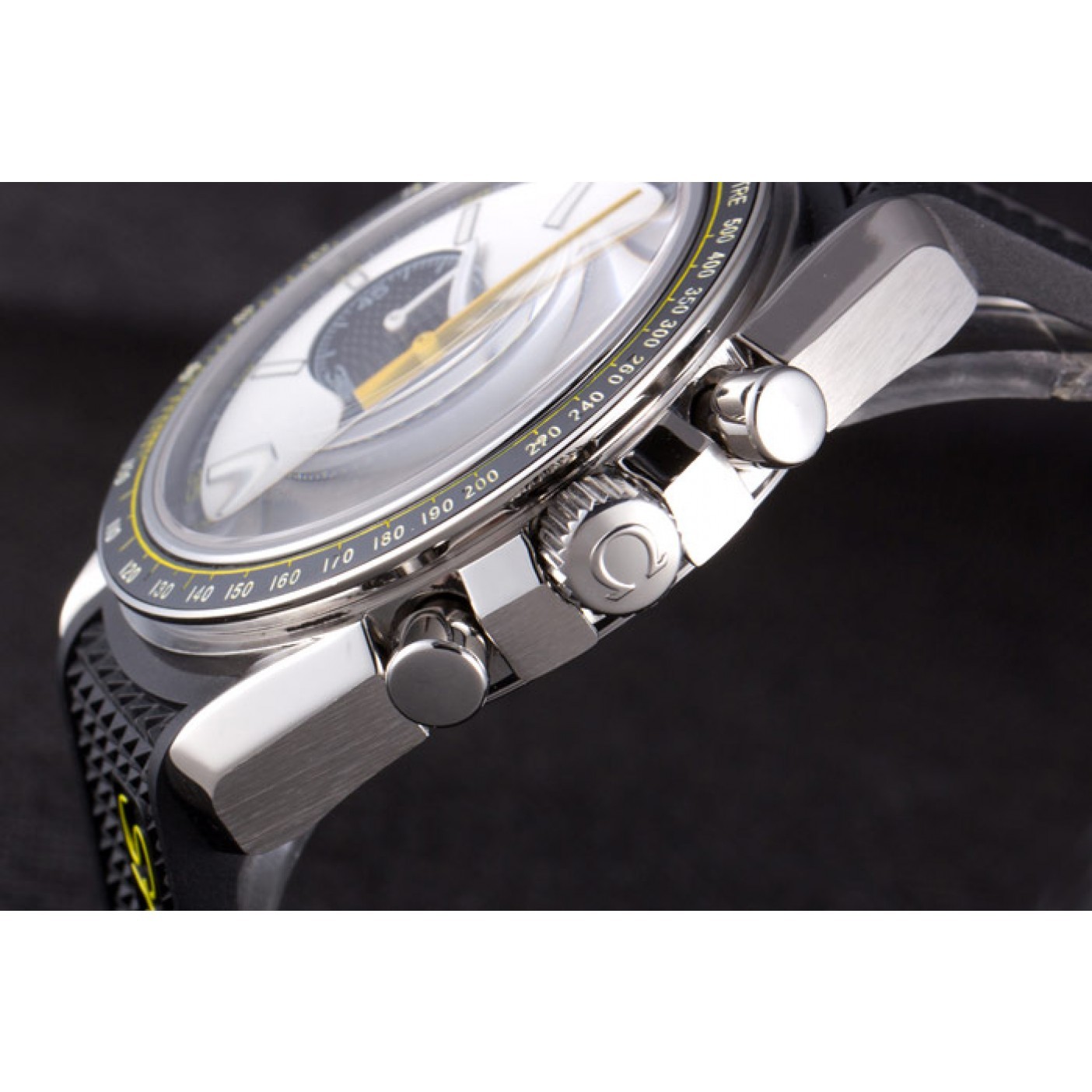 MiroTime Omega Speedmaster Black Rubber Bracelet White Dial 801422