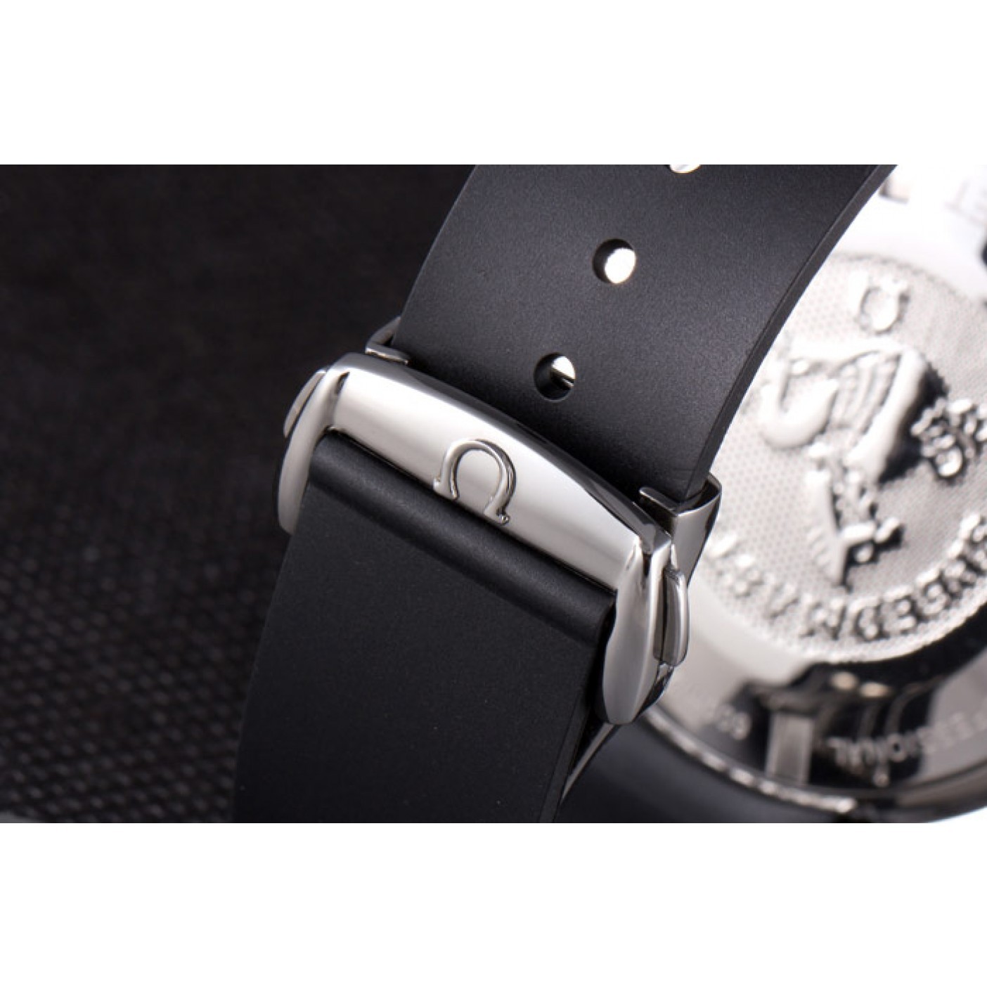 MiroTime Omega Speedmaster Black Rubber Bracelet White Dial 801422