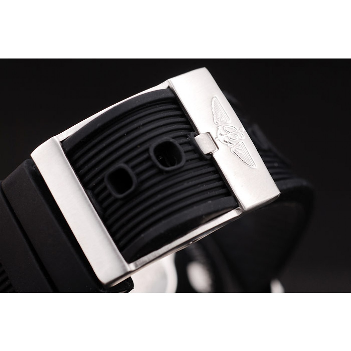 MiroTime Breitling Transocean White Dial Black Rubber Strap Rose Gold Bezel