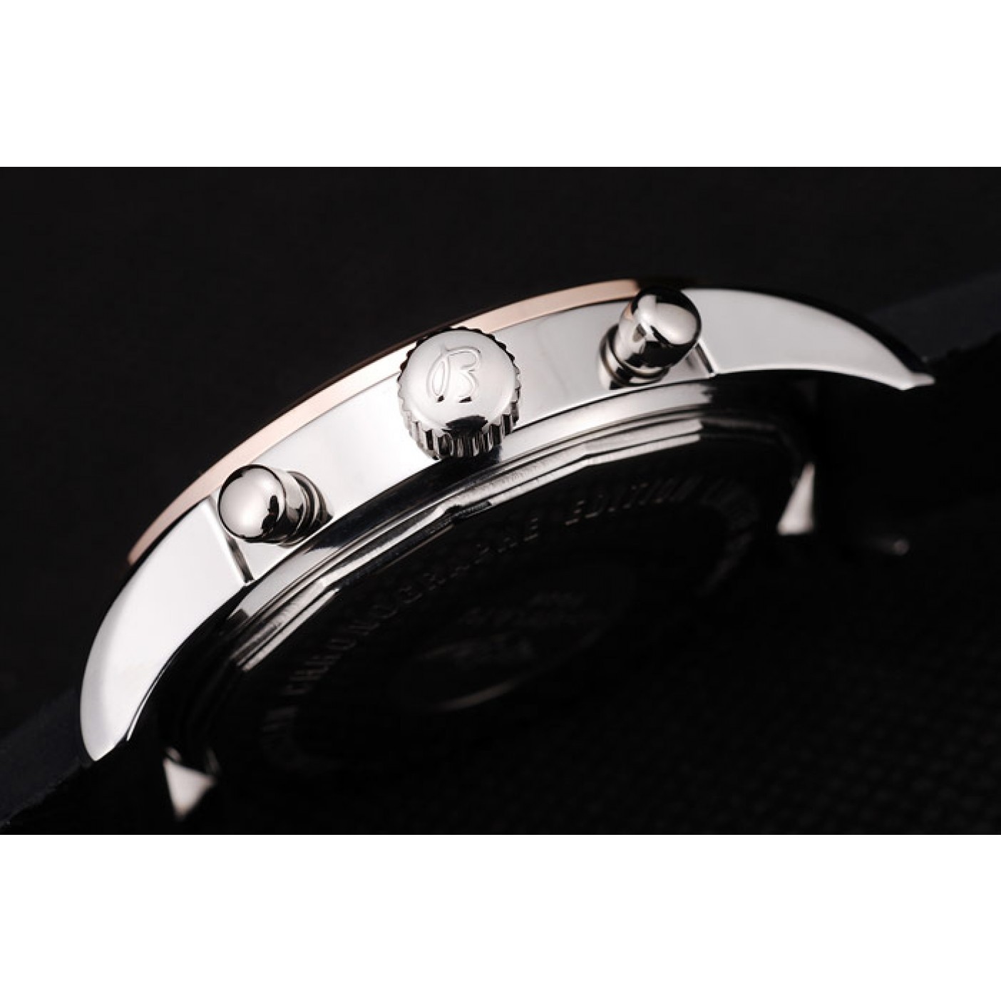 MiroTime Breitling Transocean White Dial Black Rubber Strap Rose Gold Bezel