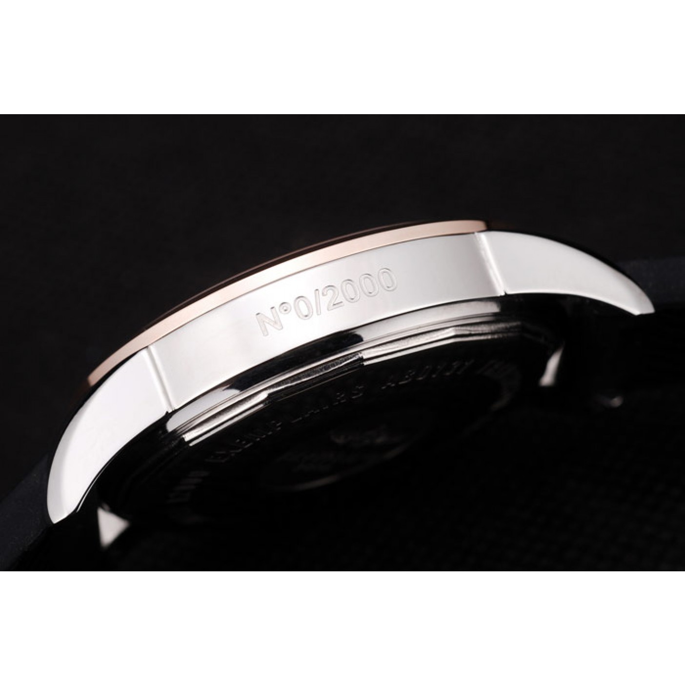 MiroTime Breitling Transocean White Dial Black Rubber Strap Rose Gold Bezel