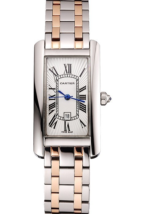 MiroTime Cartier Tank Americaine 21mm White Dial Stainless Steel Case Two Tone Bracelet