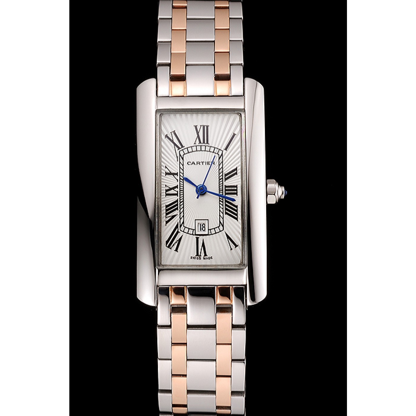 MiroTime Cartier Tank Americaine 21mm White Dial Stainless Steel Case Two Tone Bracelet