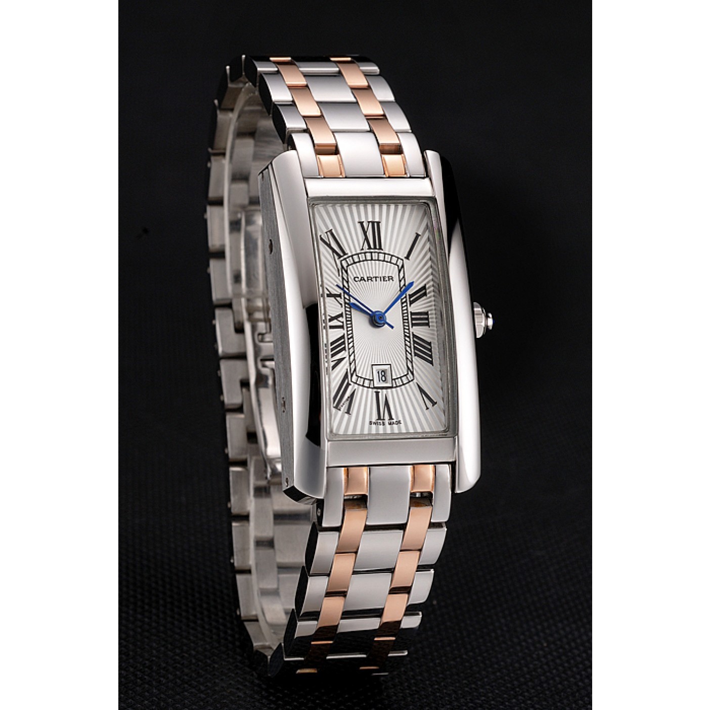 MiroTime Cartier Tank Americaine 21mm White Dial Stainless Steel Case Two Tone Bracelet