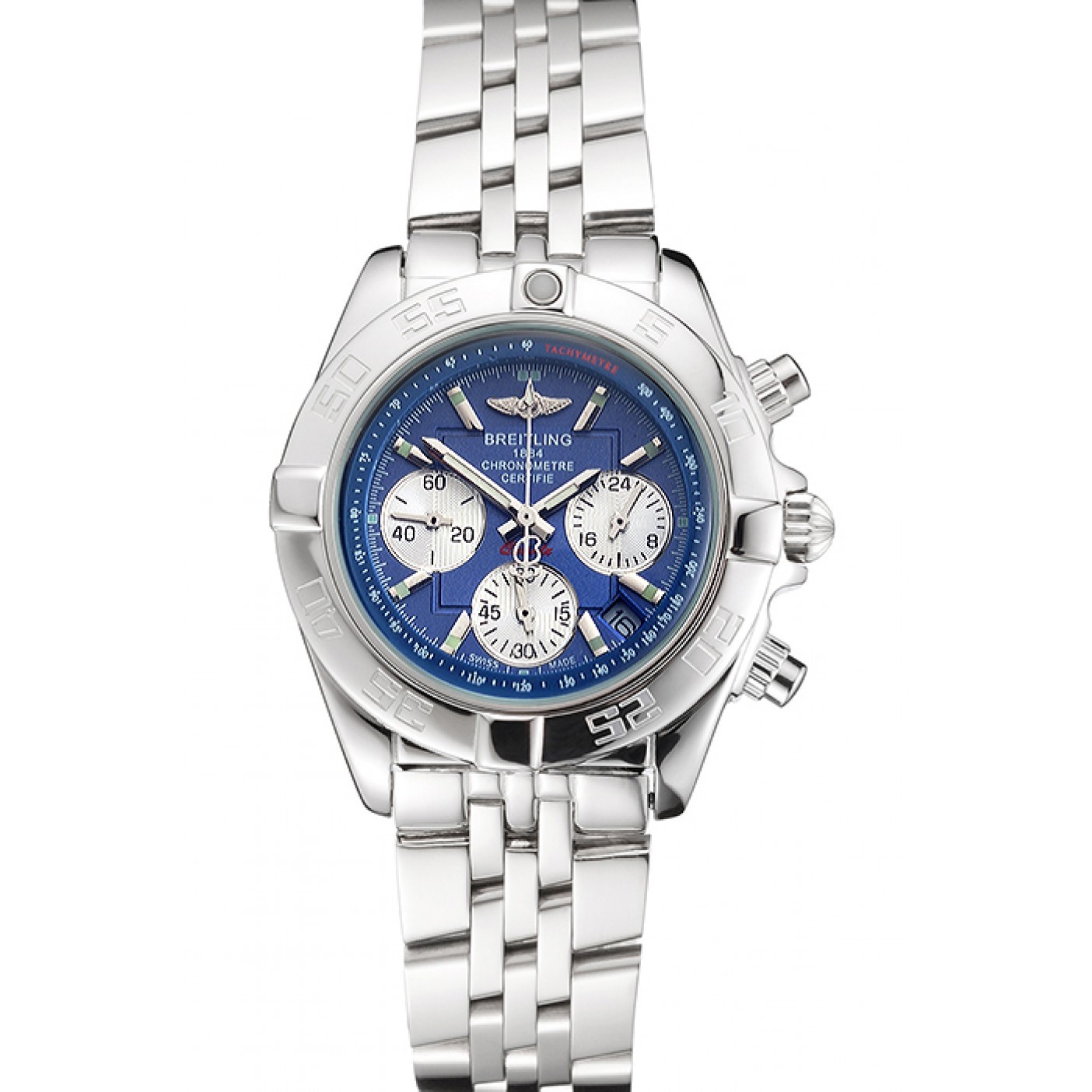 MiroTime Breitling Chronomat Quartz Blue Dial Stainless Steel Case And Bracelet