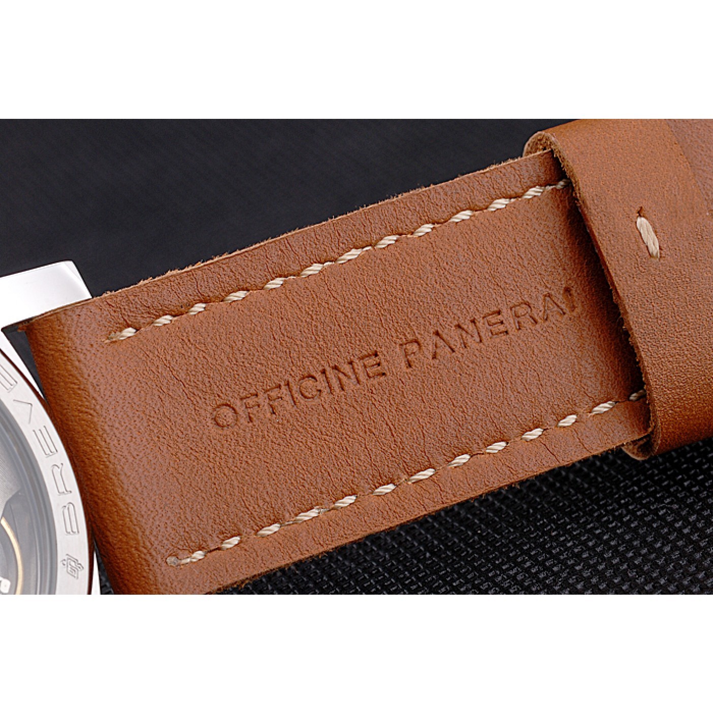 MiroTime Panerai Radiomir Brushed Stainless Steel Case Black Dial Brown Leather Strap