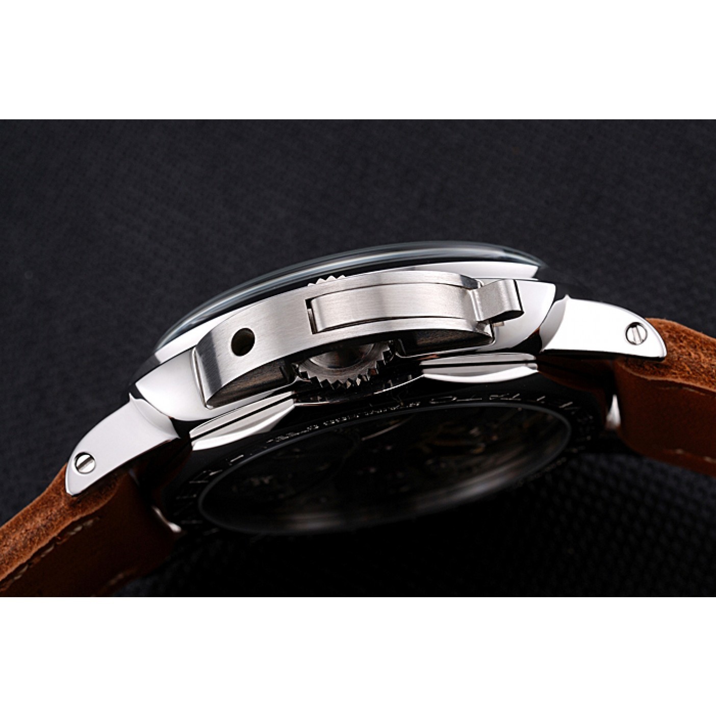 MiroTime Panerai Radiomir Brushed Stainless Steel Case Black Dial Brown Leather Strap