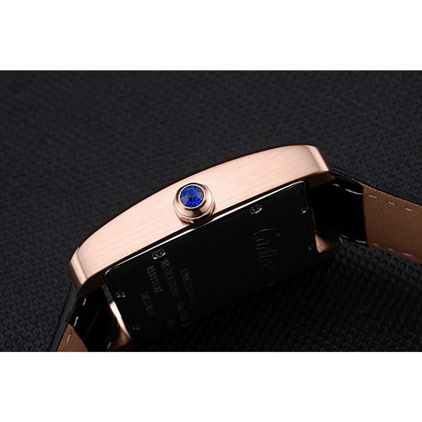 MiroTime Cartier Tank MC Black Dial Gold Case Black Leather Strap 622580