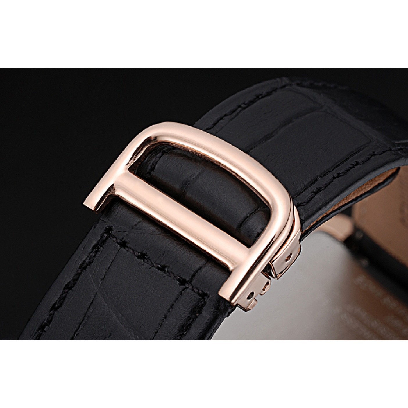 MiroTime Cartier Tank MC Black Dial Gold Case Black Leather Strap 622580