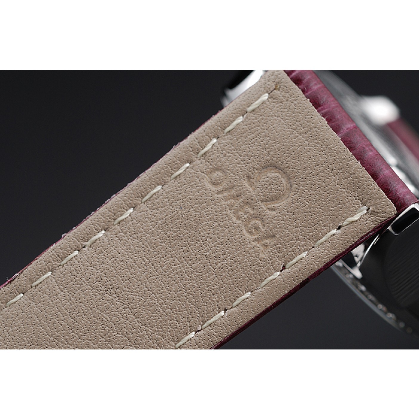 MiroTime Omega DeVille Prestige Dark Red Dial Silver Diamond Case Dark Red Leather Bracelet 1454121
