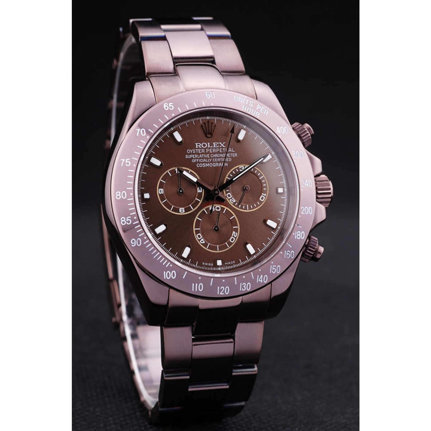 MiroTime Rolex Daytona Copper Stainless Steel Bezel Brown Dial 7477