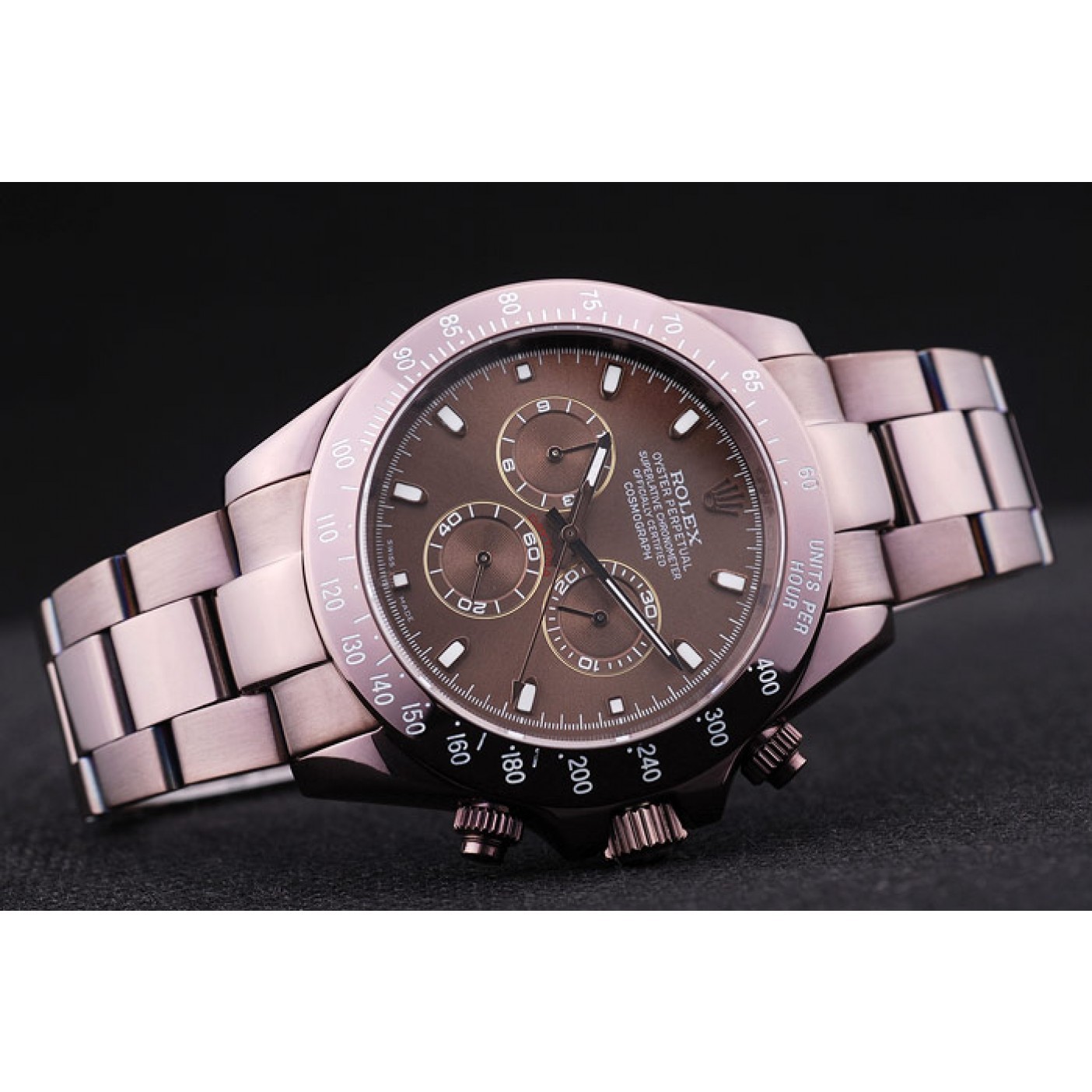 MiroTime Rolex Daytona Copper Stainless Steel Bezel Brown Dial 7477