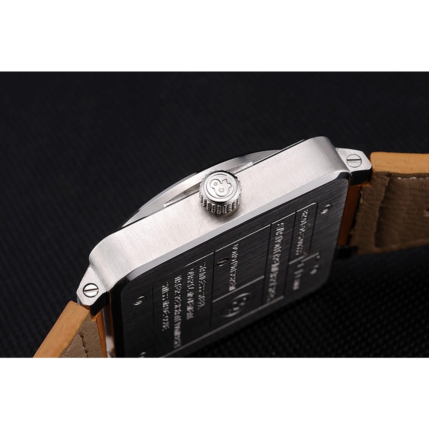 MiroTime Bell and Ross BR 01-94 Black Dial Silver Case Brown Leather Strap
