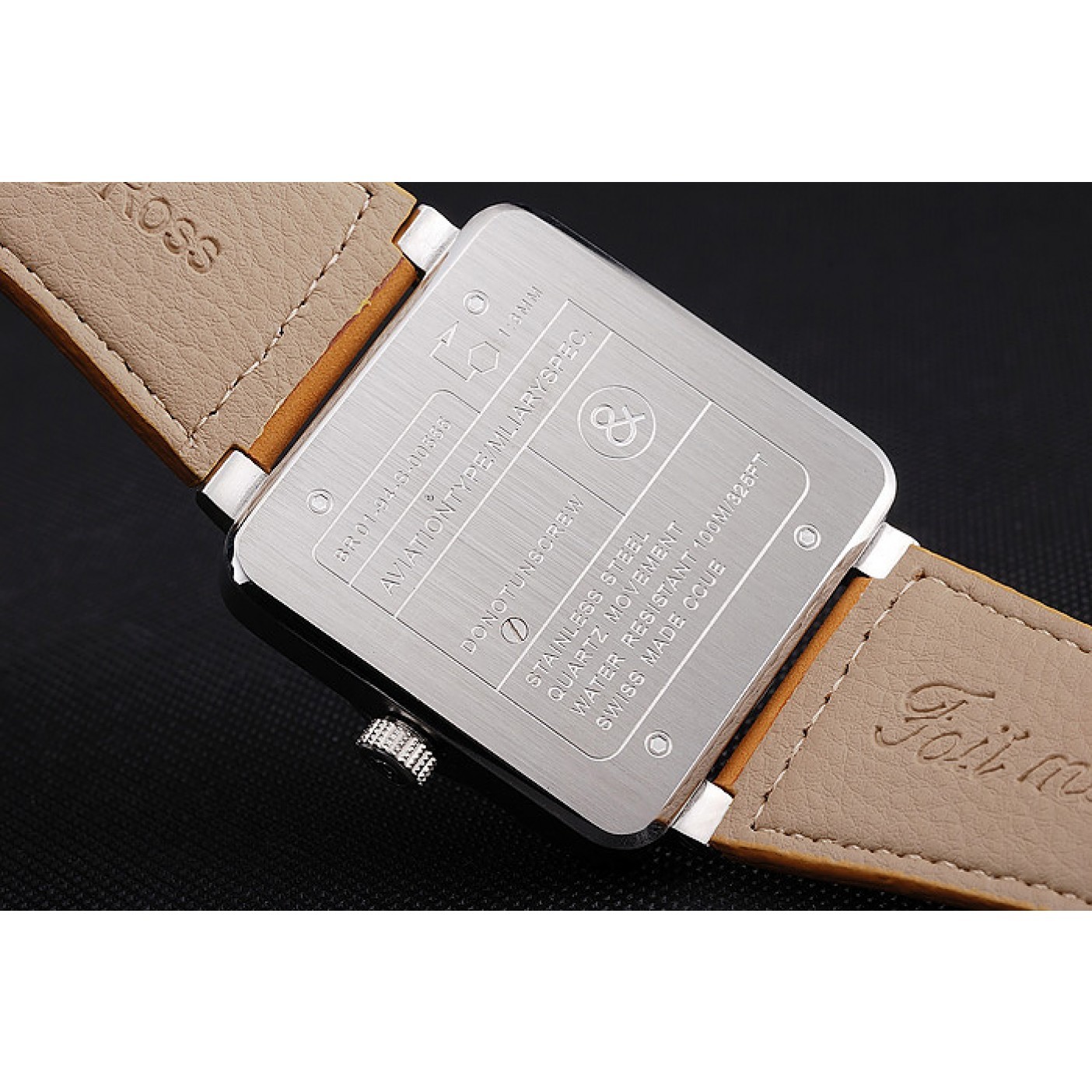 MiroTime Bell and Ross BR 01-94 Black Dial Silver Case Brown Leather Strap