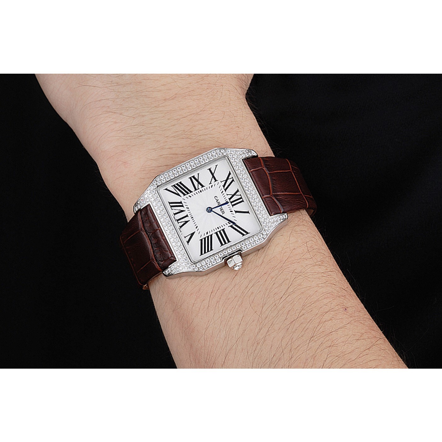 MiroTime Cartier Santos 100 Diamond Silver Bezel 621926