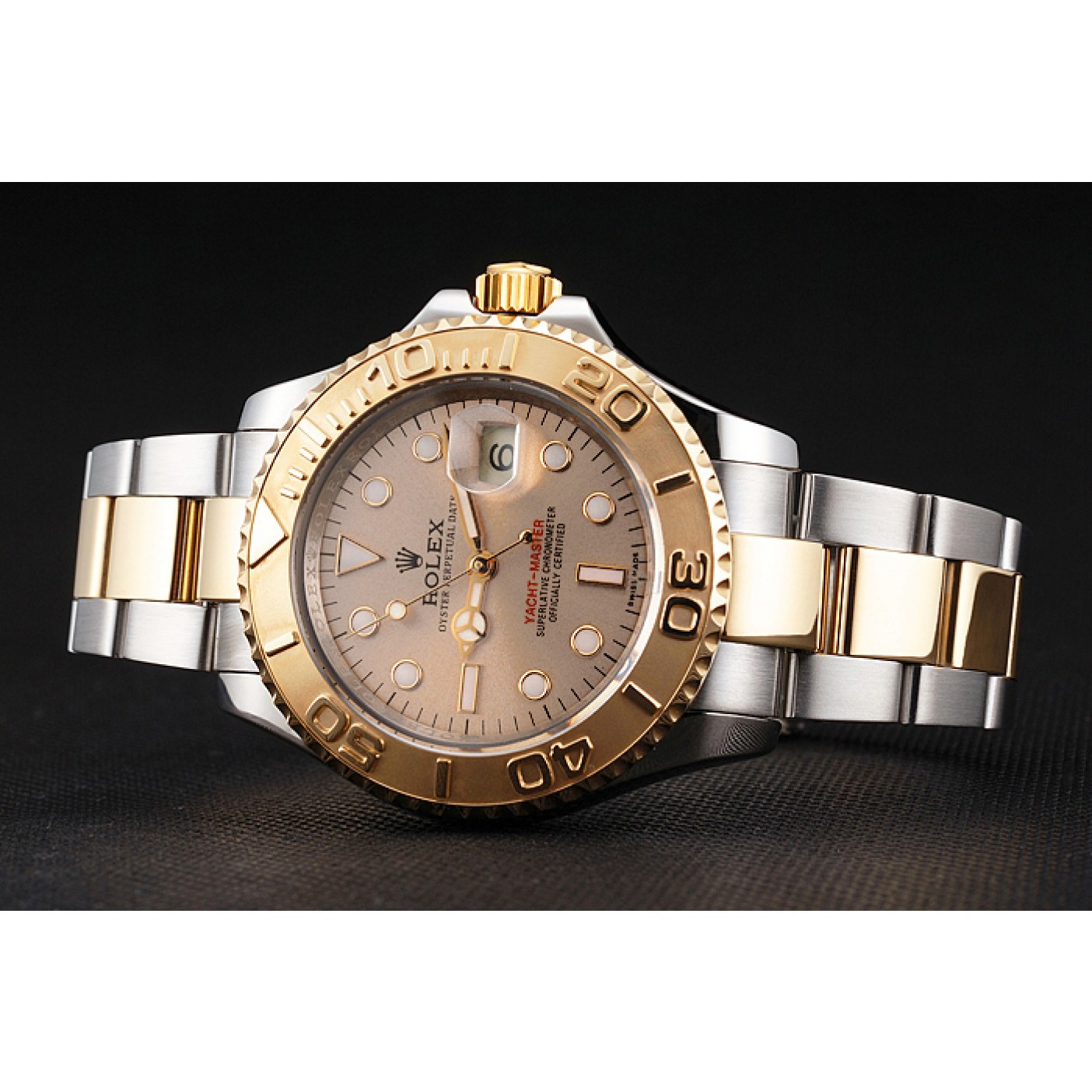 MiroTime Swiss Rolex Yacht-Master Champagne Dial Gold Bezel Stainless Steel Case Two Tone Bracelet