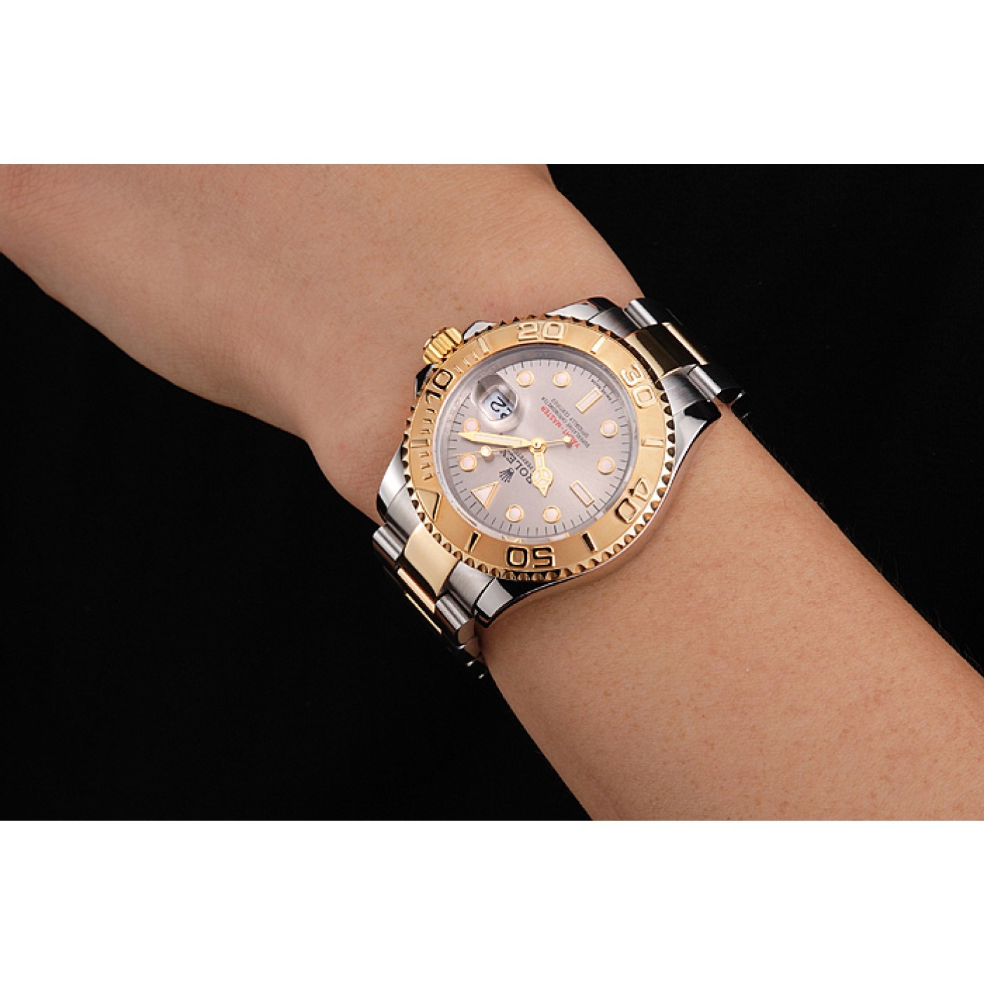 MiroTime Swiss Rolex Yacht-Master Champagne Dial Gold Bezel Stainless Steel Case Two Tone Bracelet
