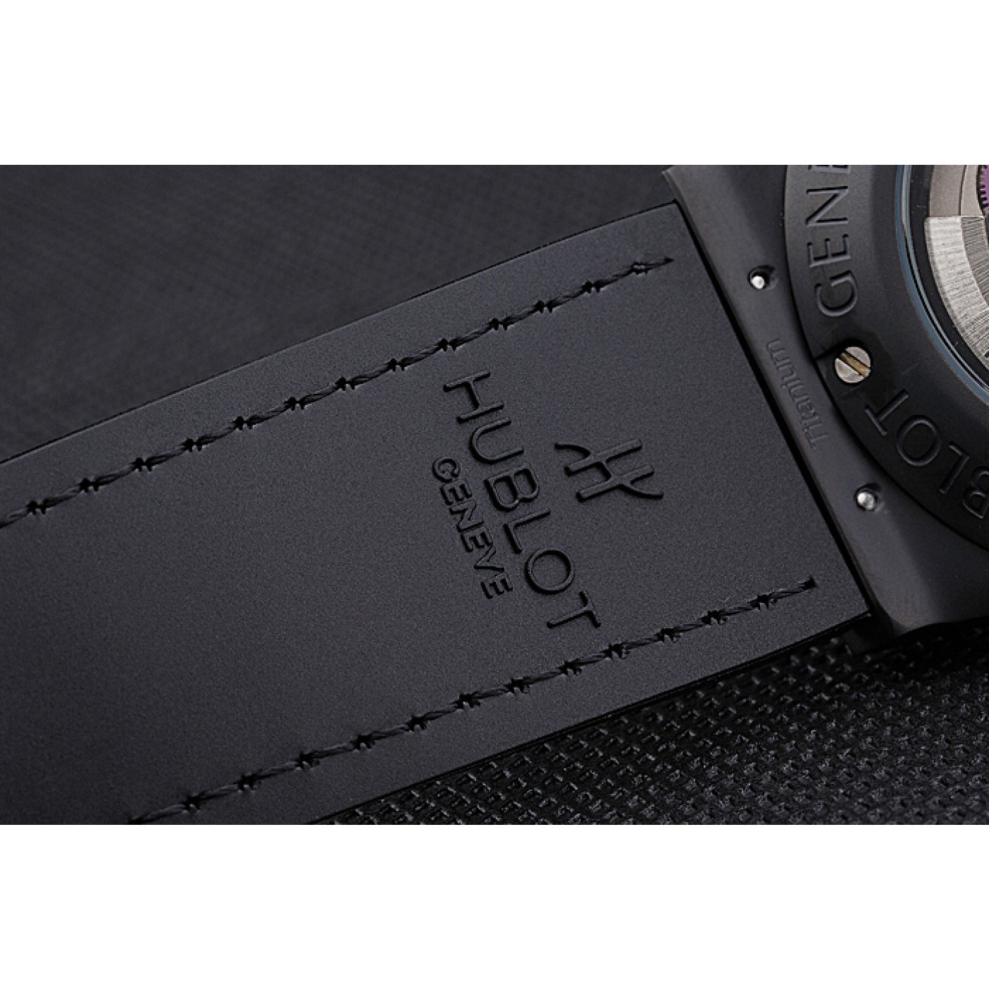 MiroTime Hublot Classic Fusion Diamond Skull Dial Black Steel Case Black Leather Strap 622815
