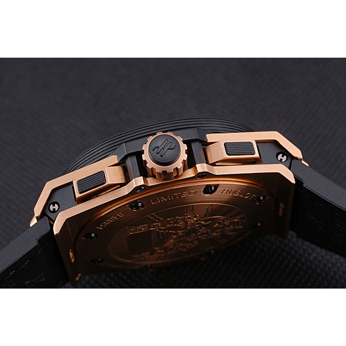 MiroTime Swiss Hublot Big Bang Limited Edition Black And Red Dial Gold Case Black Leather Strap 62289