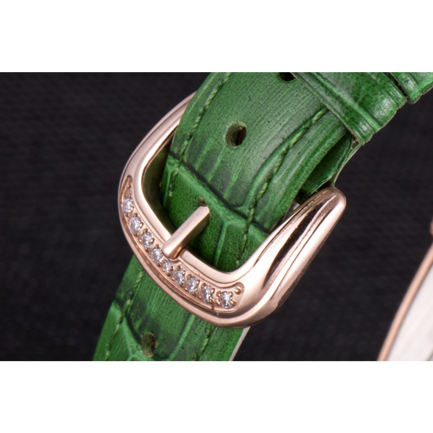 MiroTime Franck Muller Casablanca Green Croco Leather Band Crystal Encrusted Bezel 621646