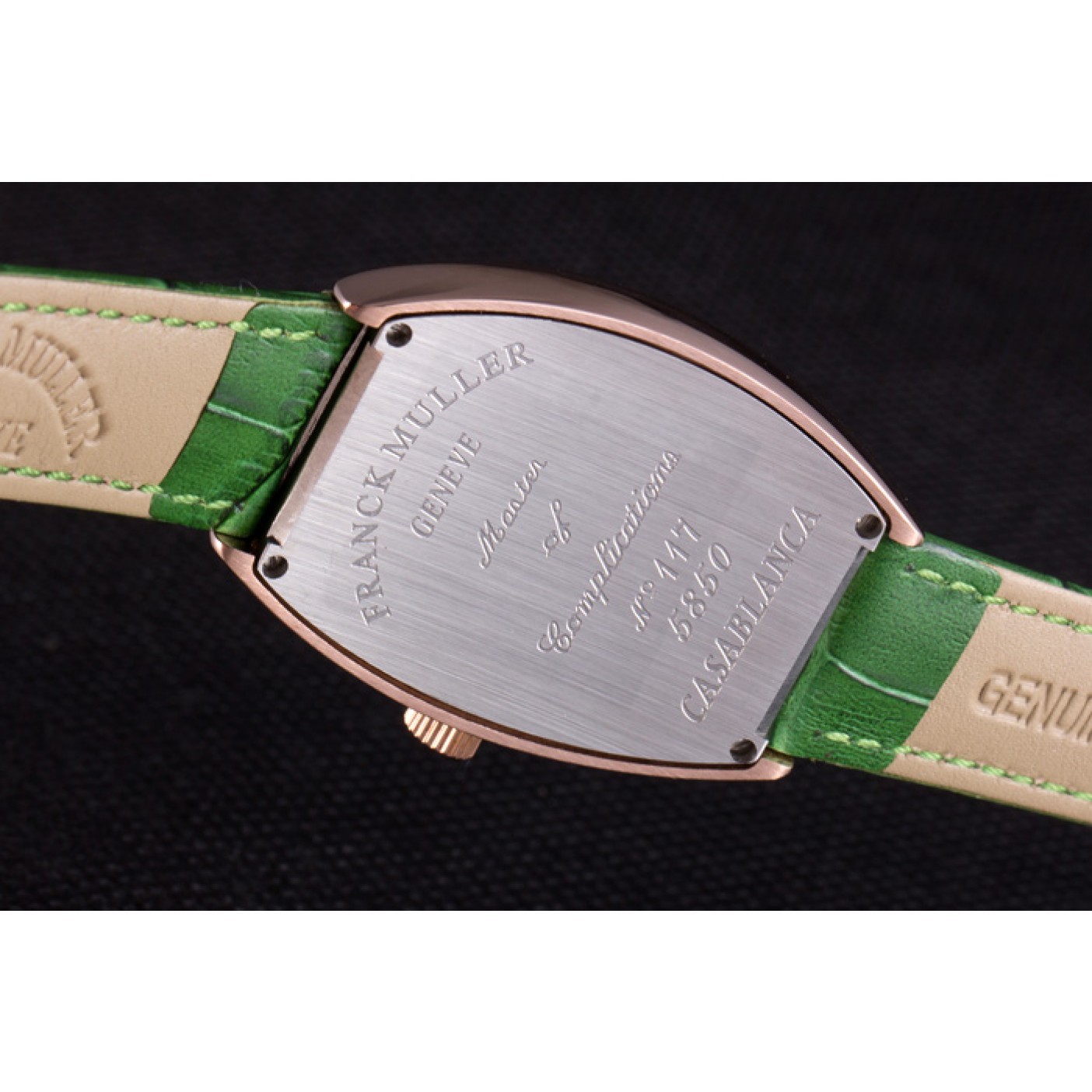 MiroTime Franck Muller Casablanca Green Croco Leather Band Crystal Encrusted Bezel 621646