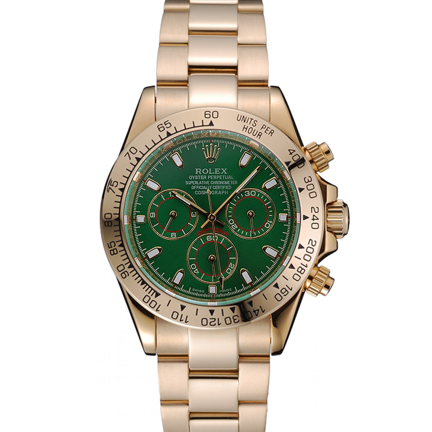 MiroTime Rolex Cosmograph Daytona Green Dial Gold Case And Bracelet 1454244