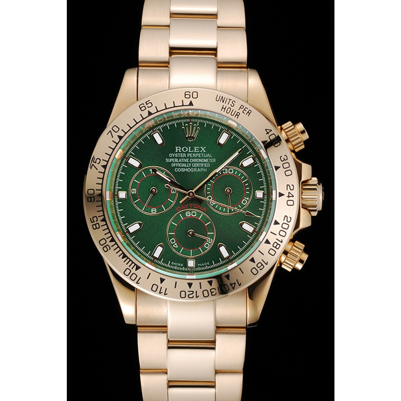 MiroTime Rolex Cosmograph Daytona Green Dial Gold Case And Bracelet 1454244