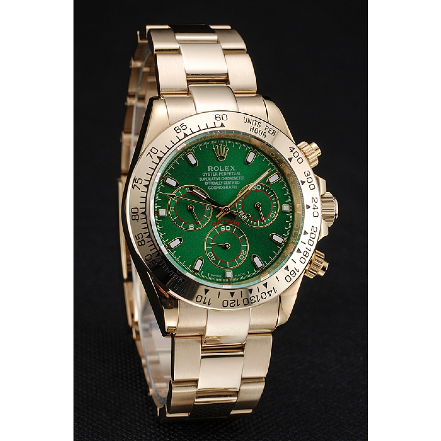 MiroTime Rolex Cosmograph Daytona Green Dial Gold Case And Bracelet 1454244
