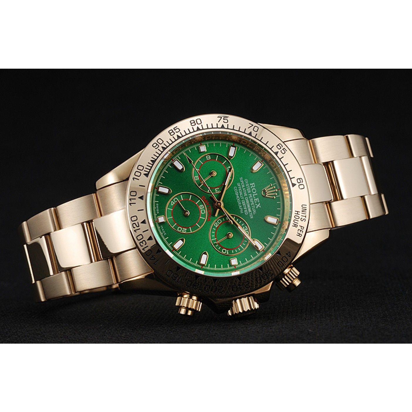 MiroTime Rolex Cosmograph Daytona Green Dial Gold Case And Bracelet 1454244