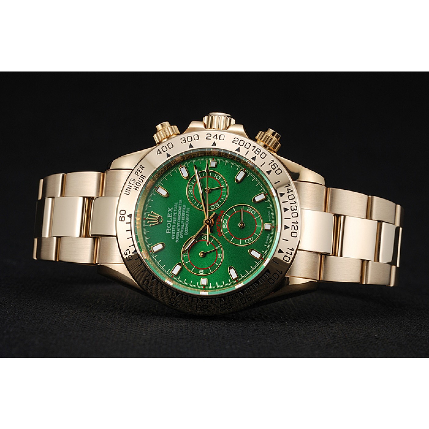 MiroTime Rolex Cosmograph Daytona Green Dial Gold Case And Bracelet 1454244