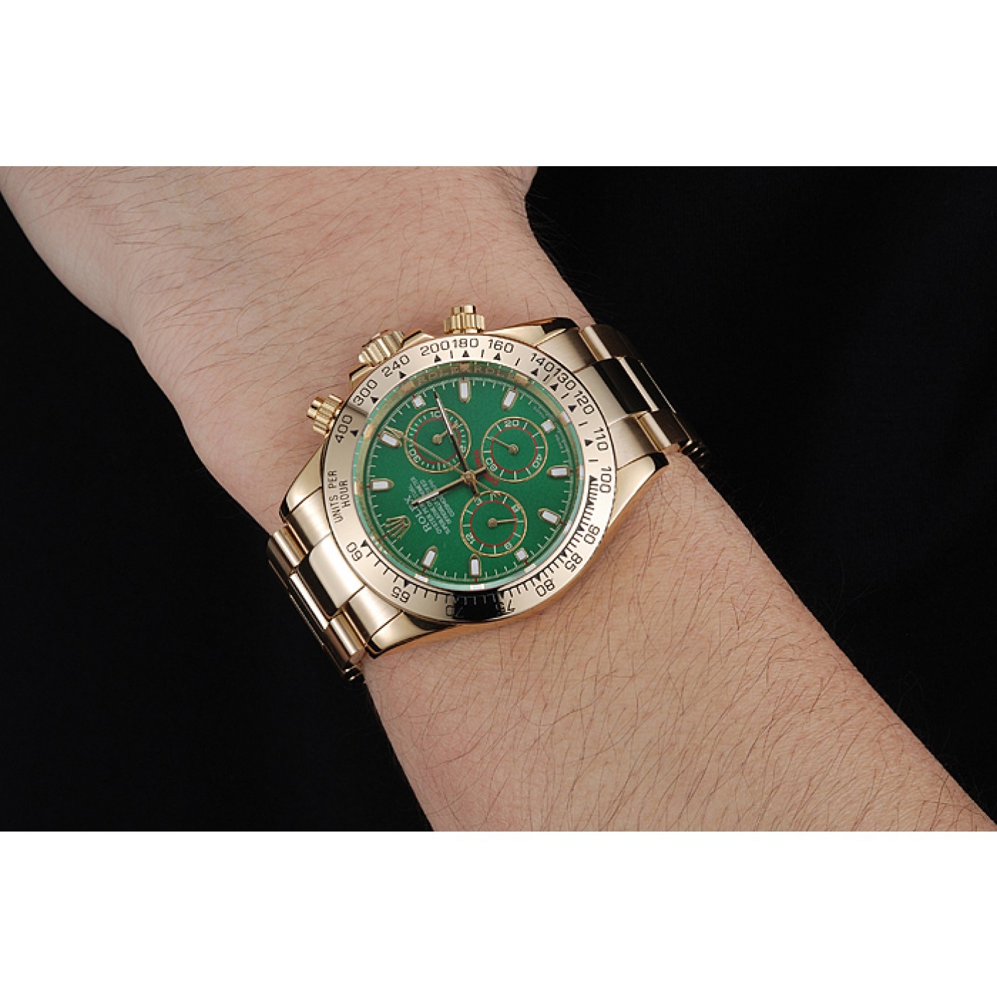 MiroTime Rolex Cosmograph Daytona Green Dial Gold Case And Bracelet 1454244
