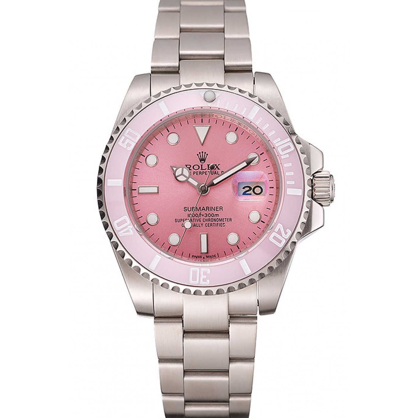 MiroTime Rolex Submariner Pink Dial Pink Bezel Stainless Steel Bracelet 1453865