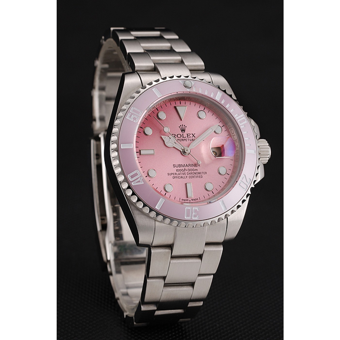 MiroTime Rolex Submariner Pink Dial Pink Bezel Stainless Steel Bracelet 1453865