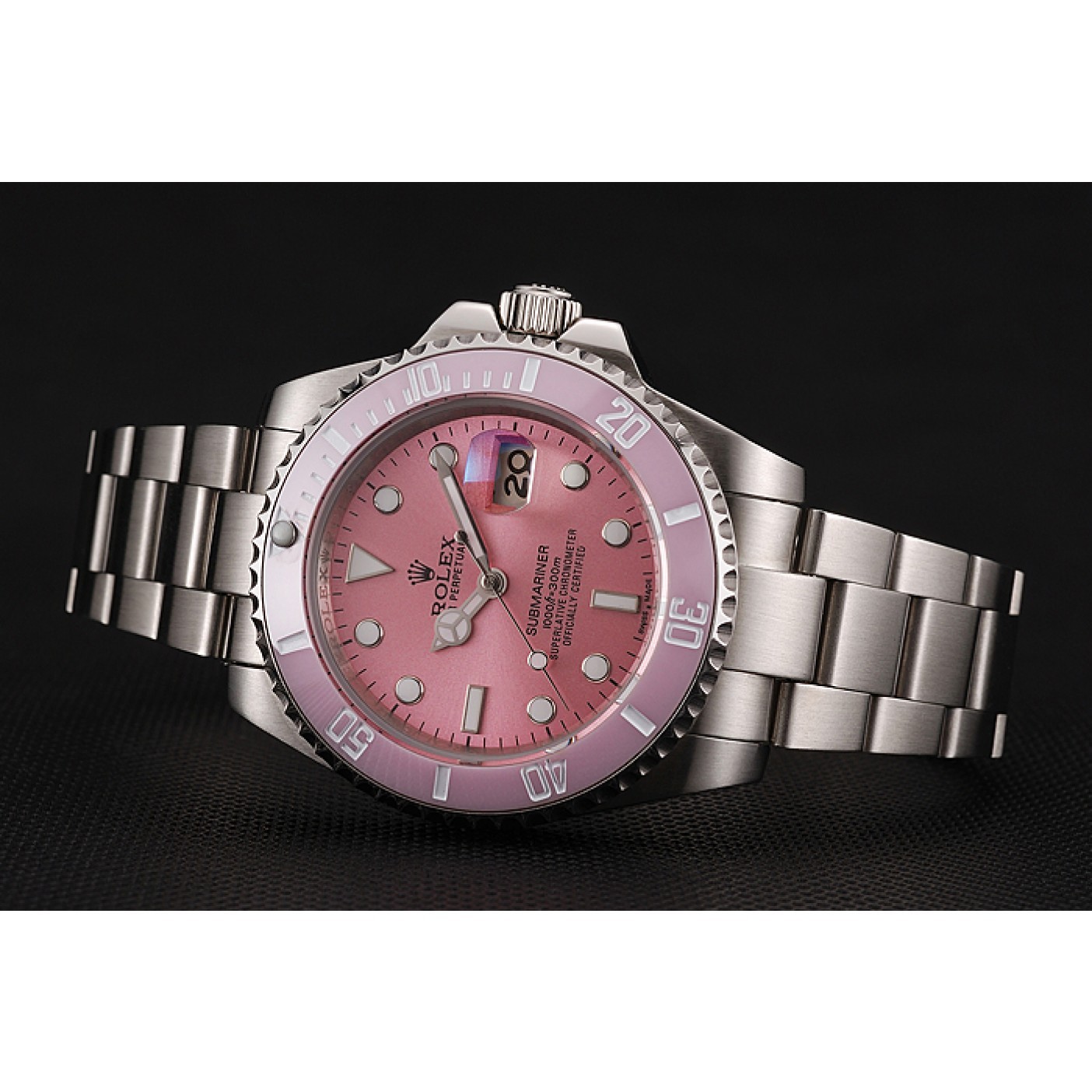 MiroTime Rolex Submariner Pink Dial Pink Bezel Stainless Steel Bracelet 1453865