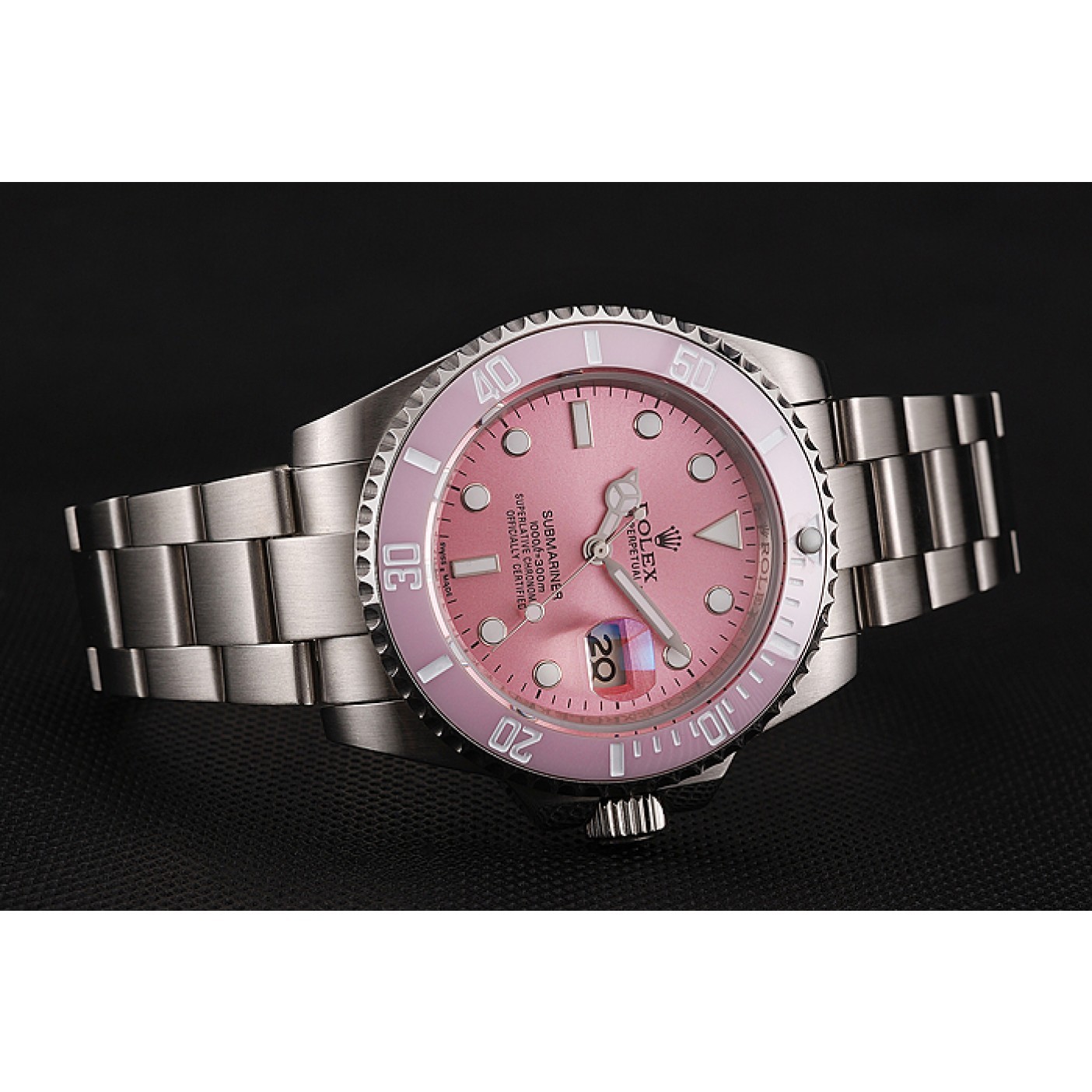 MiroTime Rolex Submariner Pink Dial Pink Bezel Stainless Steel Bracelet 1453865