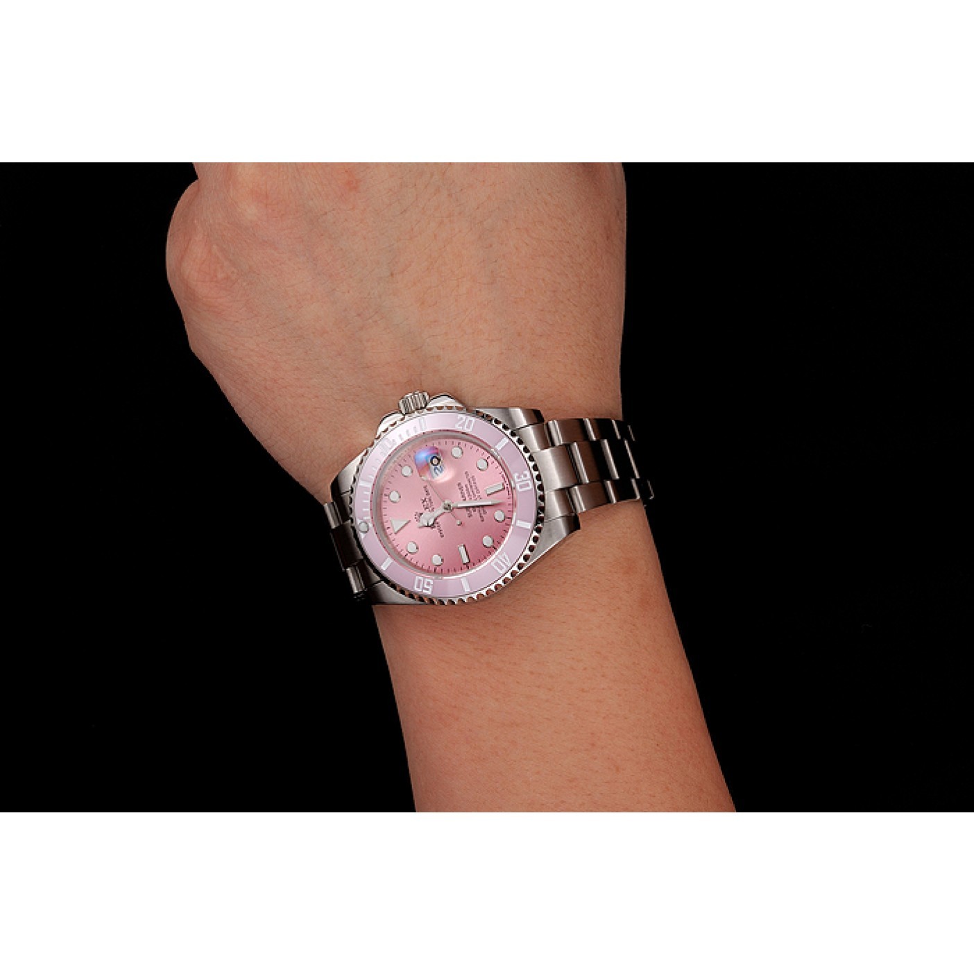 MiroTime Rolex Submariner Pink Dial Pink Bezel Stainless Steel Bracelet 1453865