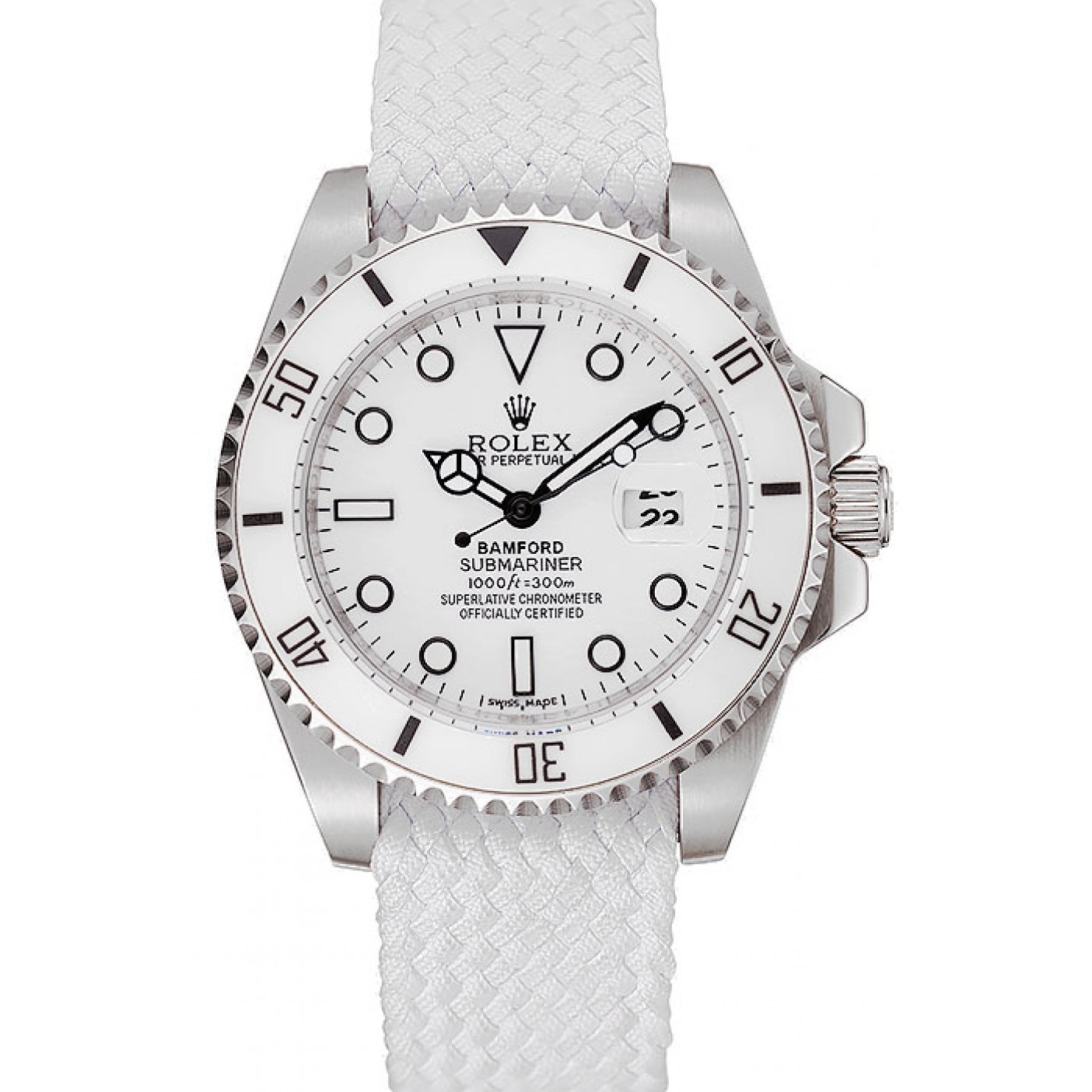 MiroTime Rolex Submariner Bamford White Dial White Fabric Bracelet 1453867