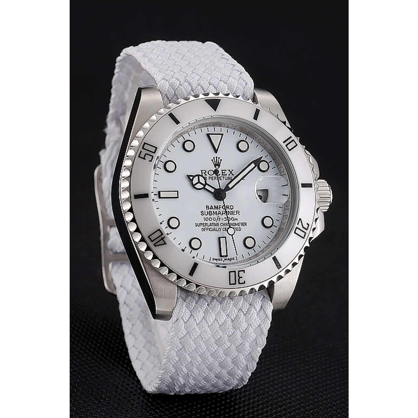 MiroTime Rolex Submariner Bamford White Dial White Fabric Bracelet 1453867