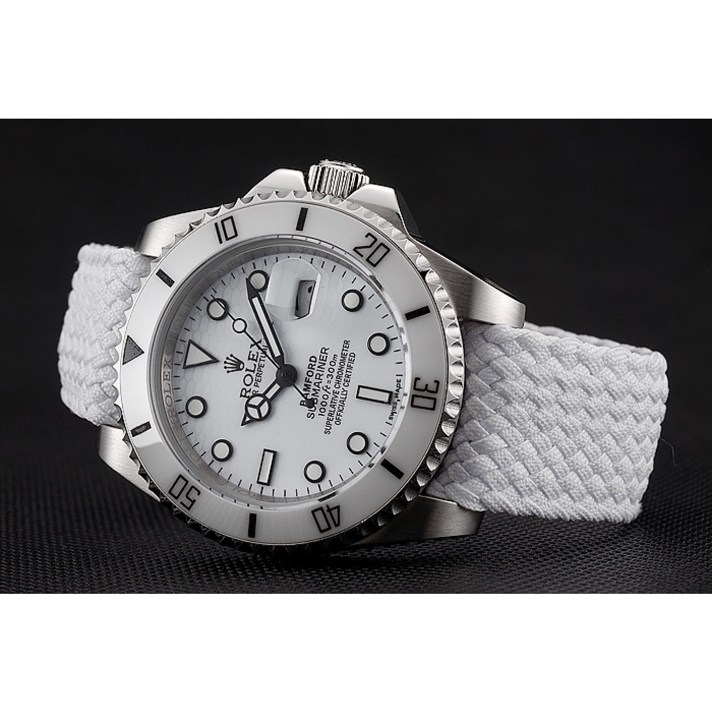 MiroTime Rolex Submariner Bamford White Dial White Fabric Bracelet 1453867