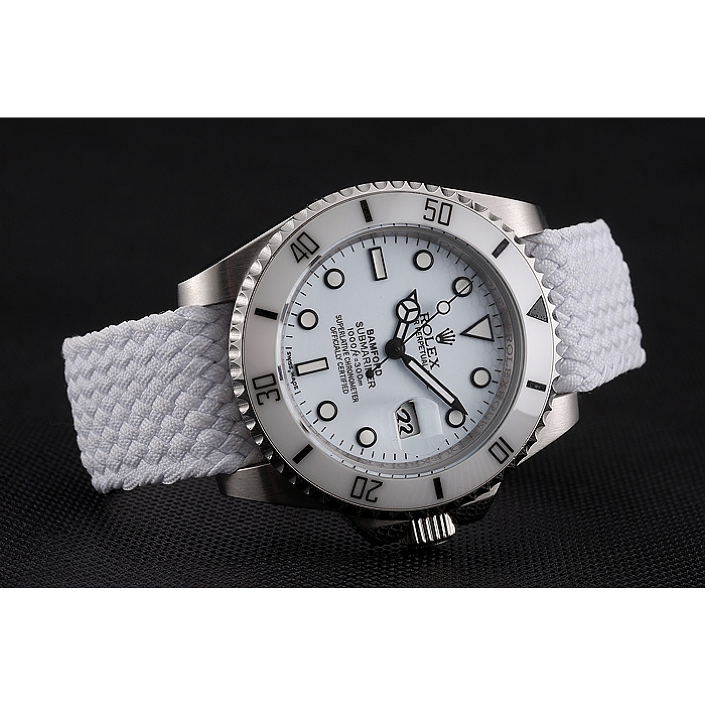 MiroTime Rolex Submariner Bamford White Dial White Fabric Bracelet 1453867