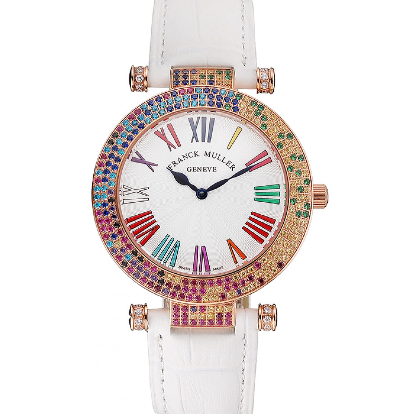 MiroTime Franck Muller Double Mistery 4 Saisons White Dial Rose Gold Case White Leather Strap