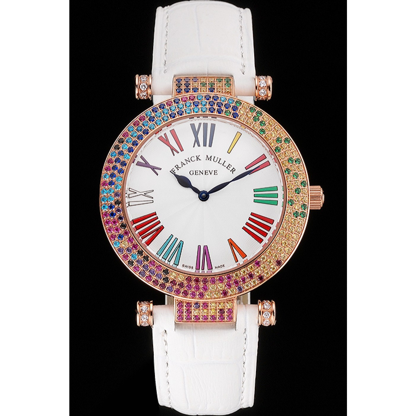 MiroTime Franck Muller Double Mistery 4 Saisons White Dial Rose Gold Case White Leather Strap