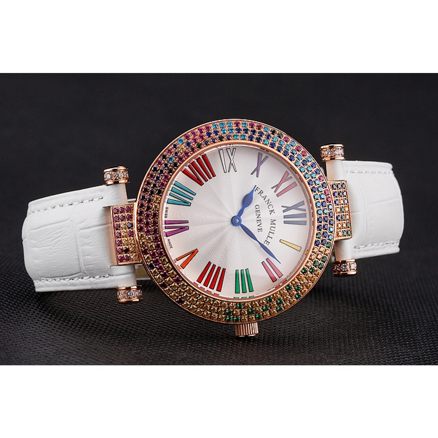 MiroTime Franck Muller Double Mistery 4 Saisons White Dial Rose Gold Case White Leather Strap