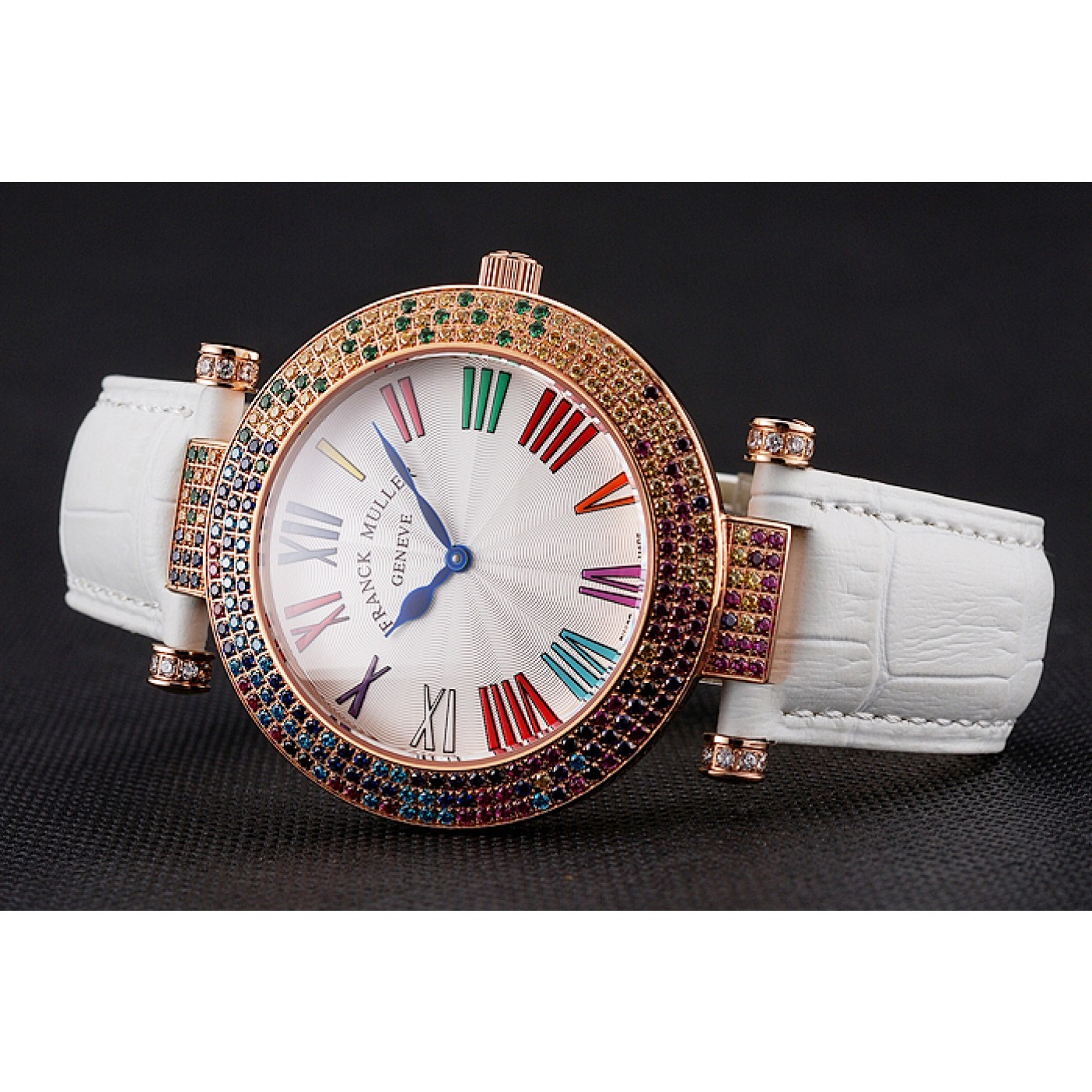 MiroTime Franck Muller Double Mistery 4 Saisons White Dial Rose Gold Case White Leather Strap