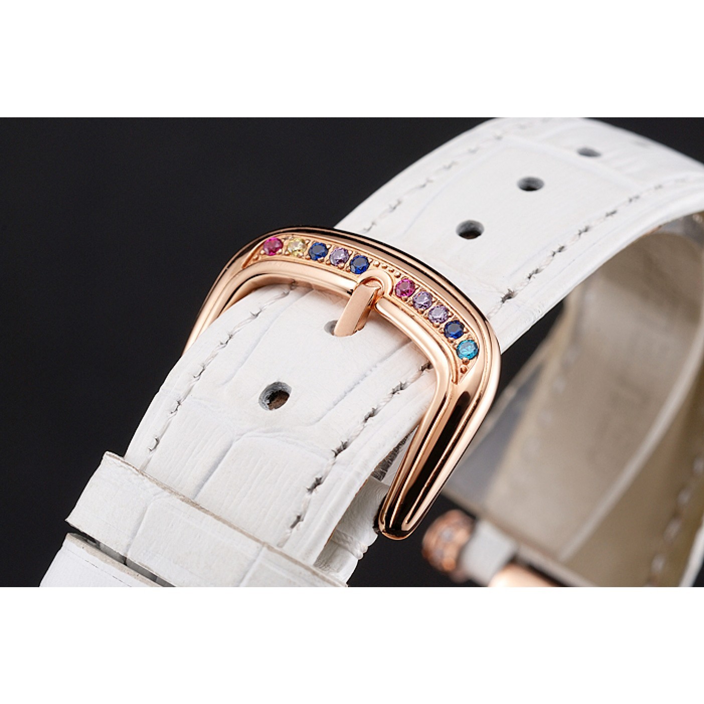 MiroTime Franck Muller Double Mistery 4 Saisons White Dial Rose Gold Case White Leather Strap
